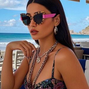 Polarized Sunglasses For Men & Women, Leopard Print Cat Eye Frame Sunglasses